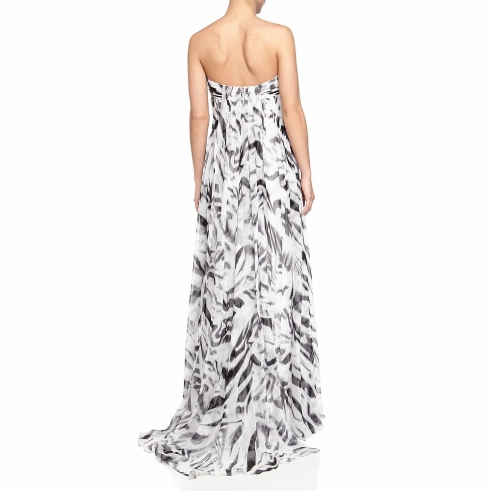 $890 NEW Halston Heritage Strapless Chiffon Silk Gown Train Dress SZ 8 /M Bridal - Picture 4 of 11